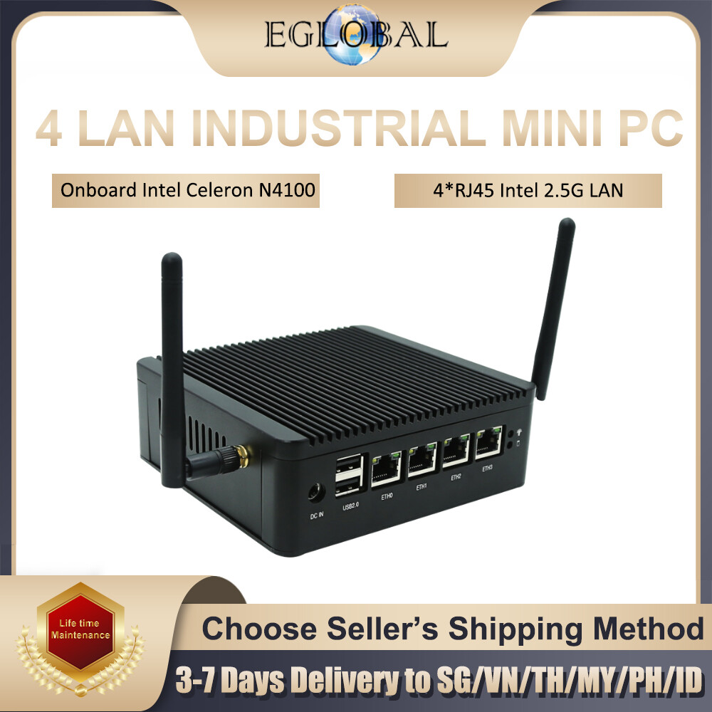 Eglobal Mini PC Intel Celeron N4000 For design Firewall, Network Server, Network Security, VPN Router 4LAN Mini Deskrop Computer Laptop ราคา 8,126 บาท*ส่งฟรี