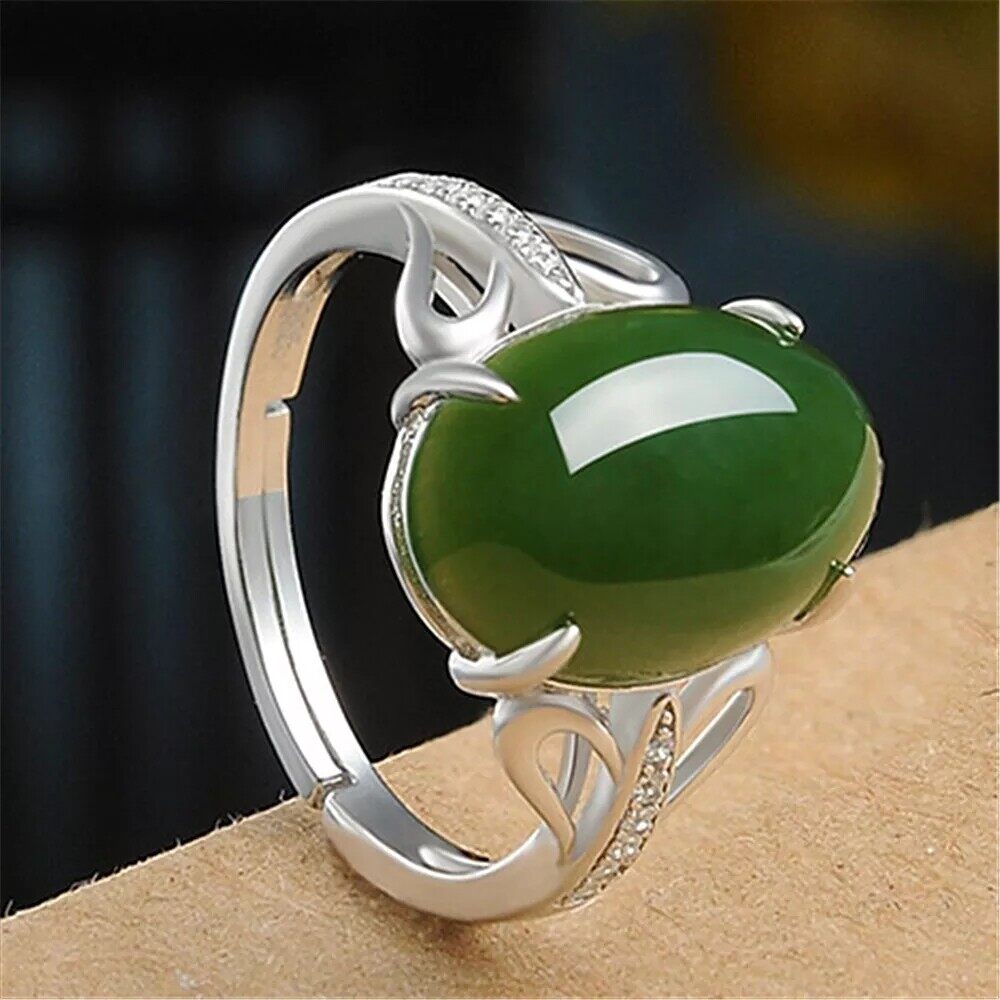 Nhẫn pha lê rỗng ngọc lục bảo bạc s925 cho nam nữ nhẫn có thể điều chỉnh mở nhẫn thời trang mới quà tặng ý tưởng cho nữ