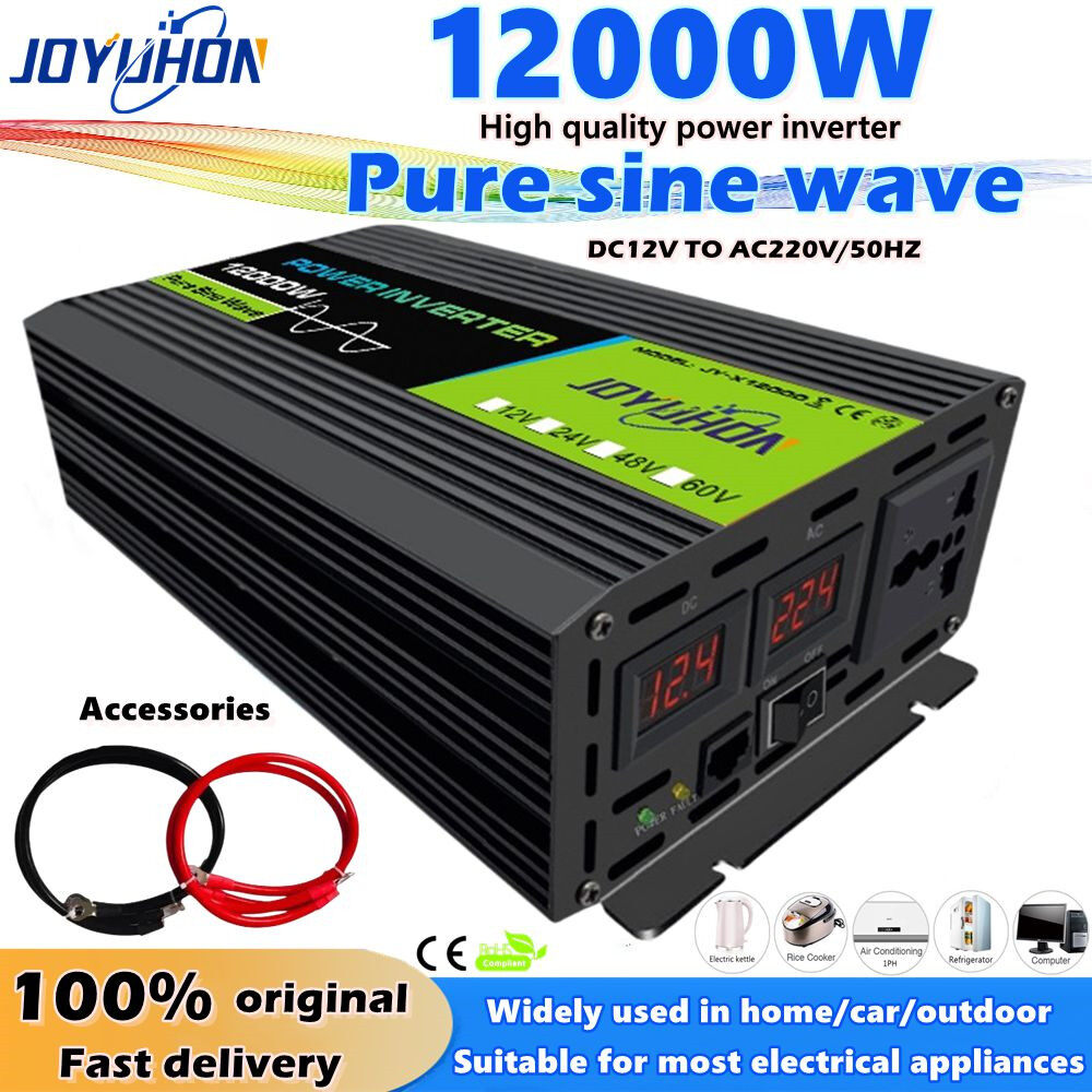 JOYUHON 3000W/4000W/10000W/12000W Pure sine wave inverter DC12V to AC220V Power inverter converter with universal socket Harga 143 Ringgit*Penghantaran Percuma
