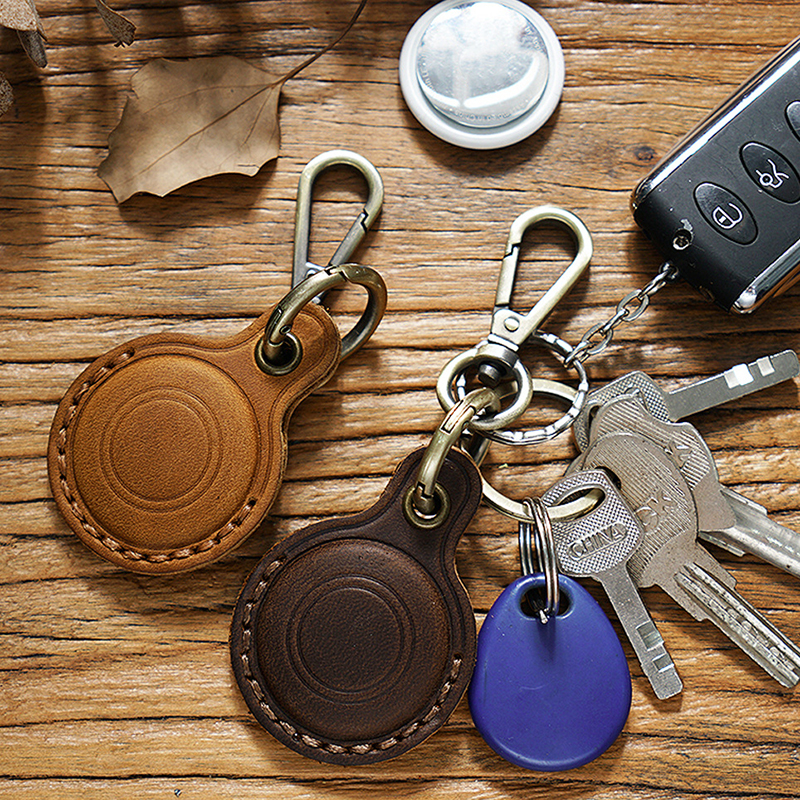 Da thật hoài cổ airtag trường hợp chống mất airtag Keychain cho Apple airtag Da Bò bảo vệ bìa cho airtags