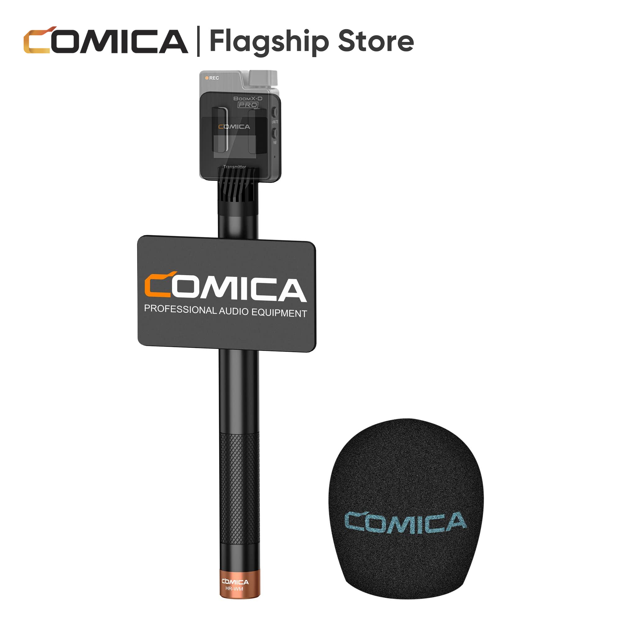 Comica HR-WM Interview Microphone Handhled, Wireless Go Handle Adapter for BoomX-D/BoomX-U and Other Wireless Microphone, Perfect for News Reports, Live Broadcasts, Video Recordings, etc.