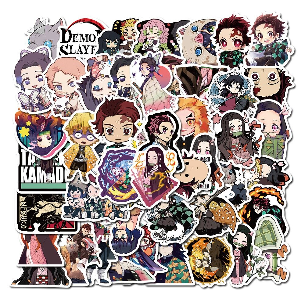 TM 50 Cái/bộ Anime Theme Demon Slayer Cậu Bé Cô Gái Phiêu Lưu Giết Các Mô Hình Oni PVC Không Thấm Nước Removable Graffiti Sticker Cá Tính Sáng Tạo Máy Tính Xách Tay Guitar Nước Cup Xe Máy Mũ Bảo Hiểm Trang Trí