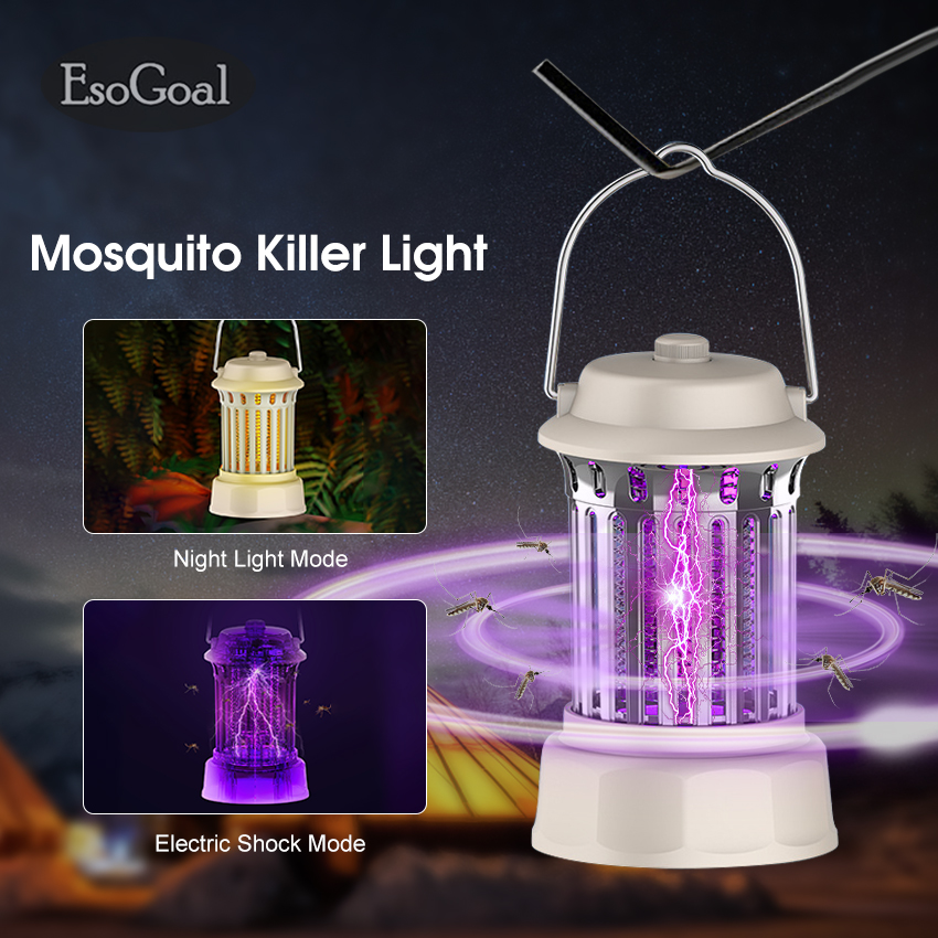 Esogoal Đèn diệt muỗi muỗi UV Killer đèn đêm Đèn cắm trại cầm tay điện muỗi điều khiển đèn đèn đuổi muỗi muỗi bẫy tự động muỗi côn trùng Vợt muỗi điện cho hộ gia đình trong nhà ngoài trời