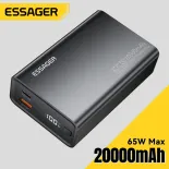 Essager 65W 20000mAh Power Bank Digital Display Portable USB A Type C Cable Charging Power Banks QC2.0/3.0/4.0 For PD29W iPhone iPad Macbook 65W Huawei Xiaomi Samsung Tablet Laptop Mobile Phone Fast Charger Power Bank