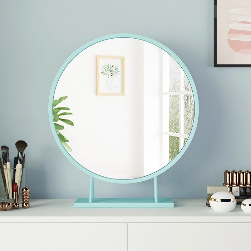 Gambar high quality Mirror desktop desktop makeup mirror home bedroom dresser mirror Nordic bedroom round mirror ins princess mirror