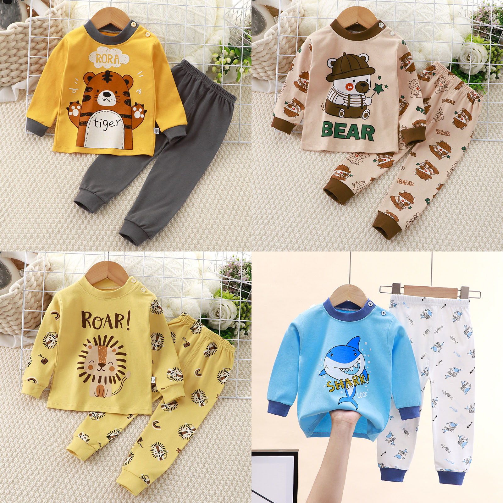 Đồ Ngủ Trẻ Em Thời Trang Trẻ Em Quần Áo Trẻ Em Set, Áo Dài Tay Cotton Cho Bé Trai Bé Gái, 2 Cái Đồ Ngủ Trẻ Sơ Sinh Bé Phù Hợp Với Quần Áo Trẻ Em