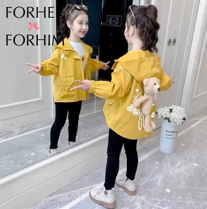 Áo Khoác Bé Gái FORHER FORHIM Lưới Bé Gái Mùa Xuân Và Mùa Thu Mới Đỏ Áo Gió Phiên Bản Hàn Quốc, Quần Áo Mùa Thu Cho Trẻ Em Lớn, Áo Trẻ Em Phong Cách Phương Tây FH2299