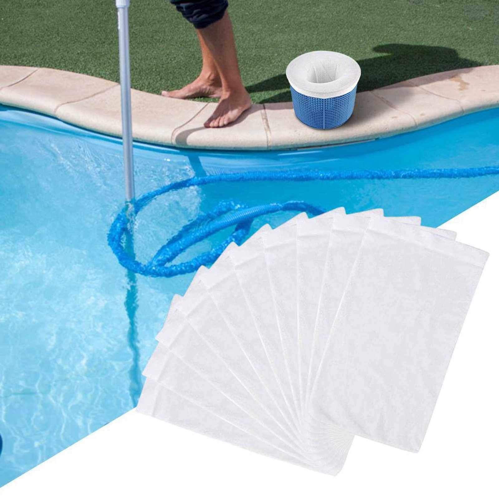 VSECUON Pool Skimmer Socks,30 Pack Pool Filter Socks Reusable Pool And Spas Filters Baskets Skimmer Savers 30