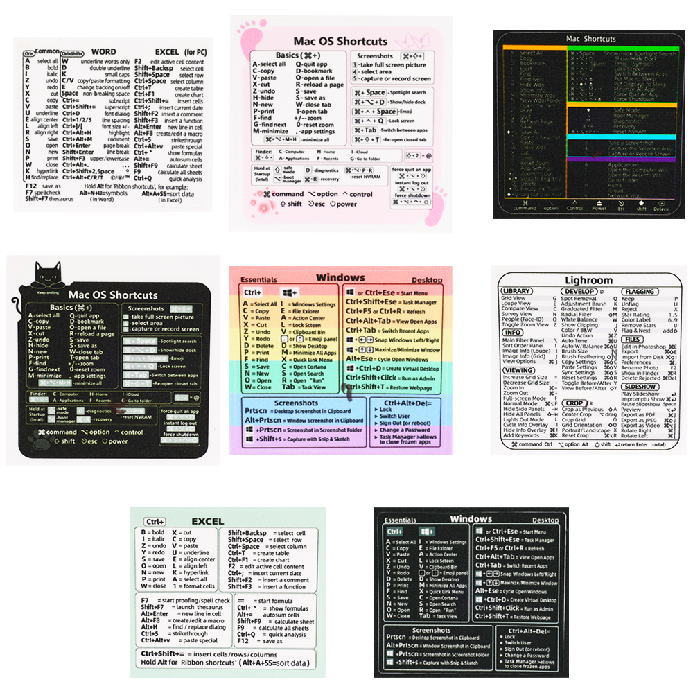 Phần mềm máy tính xách tay phím tắt Sticker trong suốt Windows PC tham khảo phím tắt Sticker