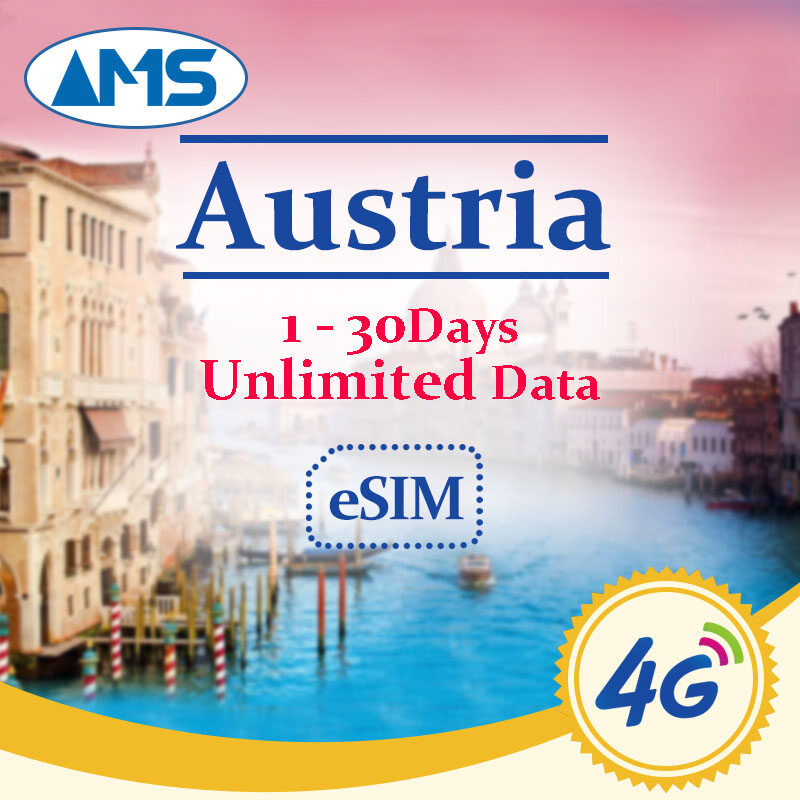 Austria eSIM 1-30 days unlimited data,  Austria travel SIM card prepaid SIM card unlimited high-speed - Jenama ASM Harga 106 Ringgit*Penghantaran Percuma