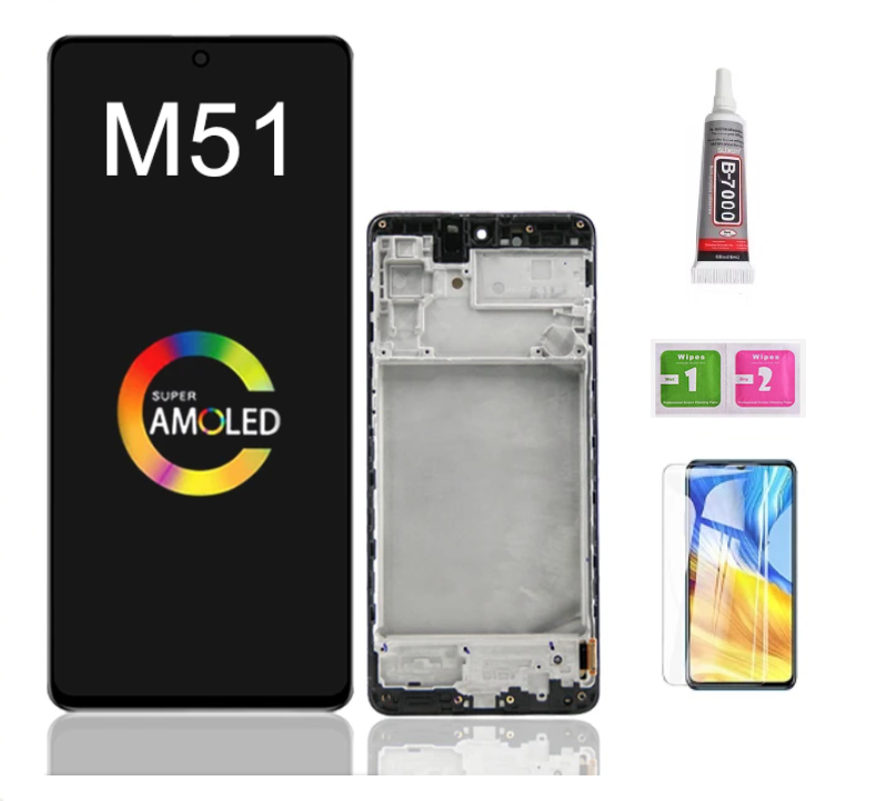 Oled với khung cho samsung galaxy m51 m515 màn hình lcd với màn hình cảm ứng