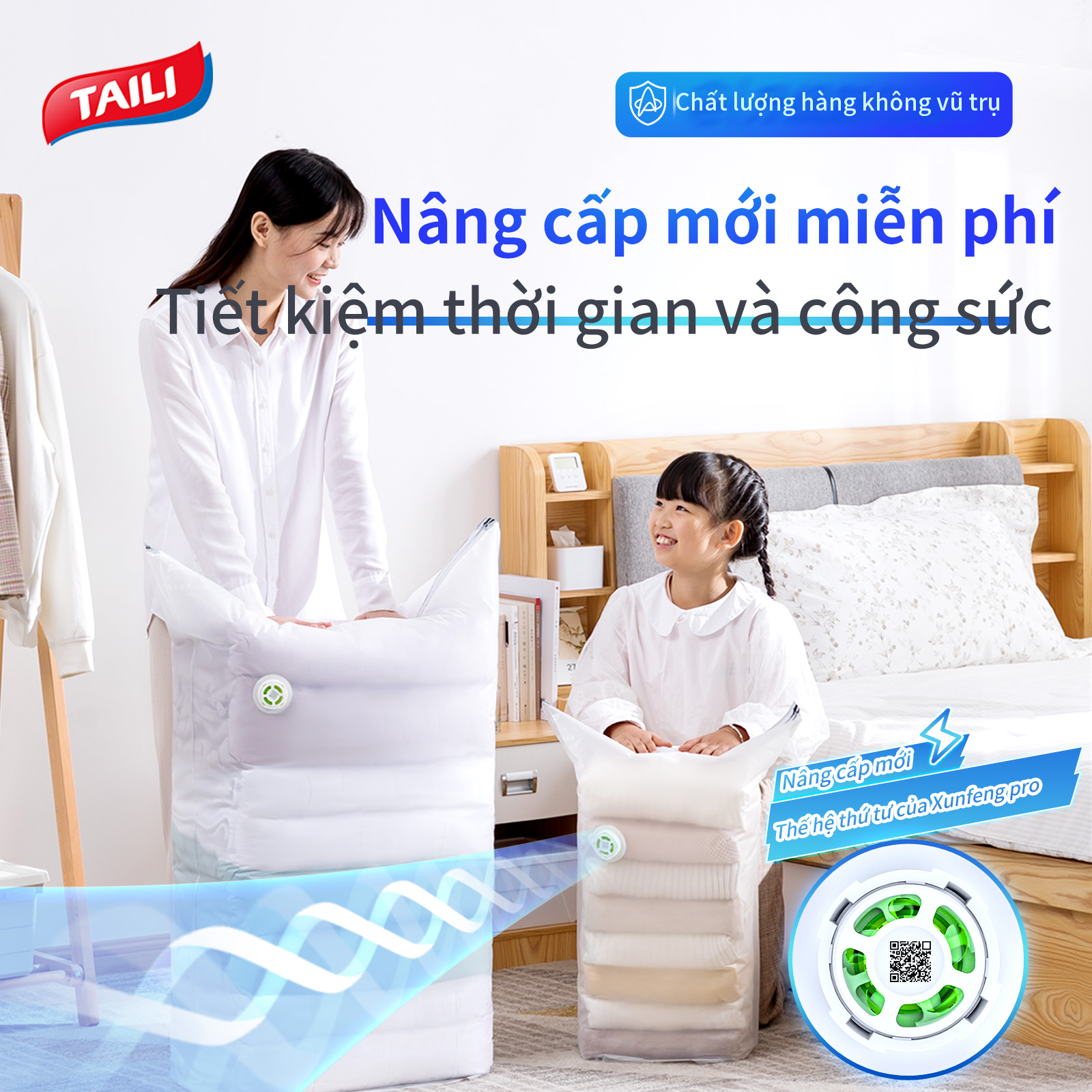 TAILI Upgrade Antibacterial Vacuum compression Bags No Need Pump Large Sealer Plastic Storage Bags for Storage Clothes blankets Compression Bag Covers Moving Travel storage bag