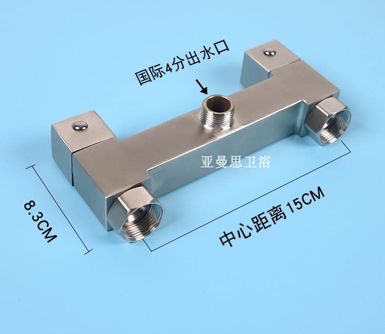 Gambar 304 stainless steel double the double square hot and cold dark load control wall shower head double switch cold hot mix water valve