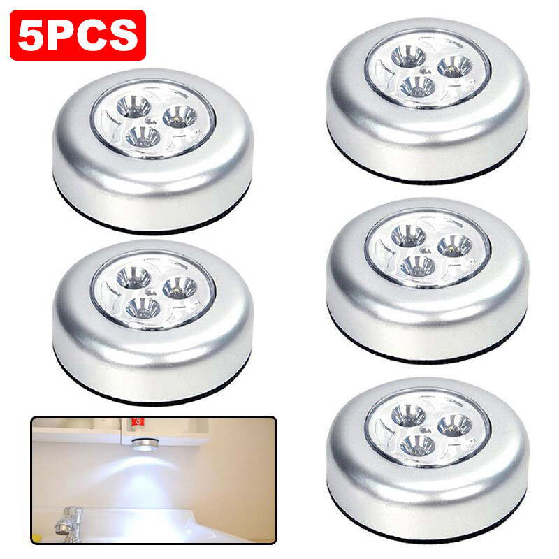 5 cái đèn LED Đêm LED dưới đèn tủ đèn tường không dây công tắc cảm ứng đèn đầu giường chạy bằng pin đèn ngủ LED phòng ngủ