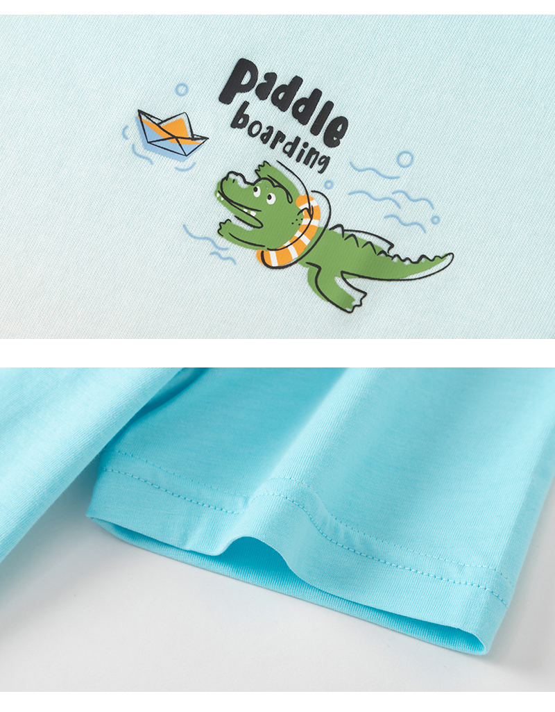 balabala Children Short Sleeve T-Shirt Boy Top Cartoon Dinosaur Print Summer Wear Little Children Trendy · v2