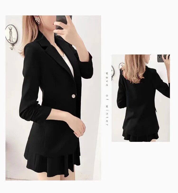 áo Blazer Công Sở/Trang Trọng Cho Nữ Bộ Cỡ Lỡn Bộ Đồ Rộng Áo Khoác Blazer Thường Ngày Cho Nữ + Chân Váy Ngắn