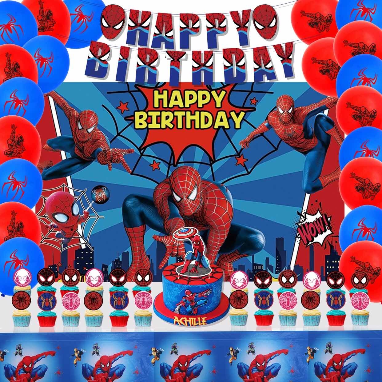 46pcs/set Marvel Spiderman Balloon Set with Happy Birthday Banner Cupcake  Cards and Cake Topper Home Decor Birthday Gift for Kids | Lazada Singapore