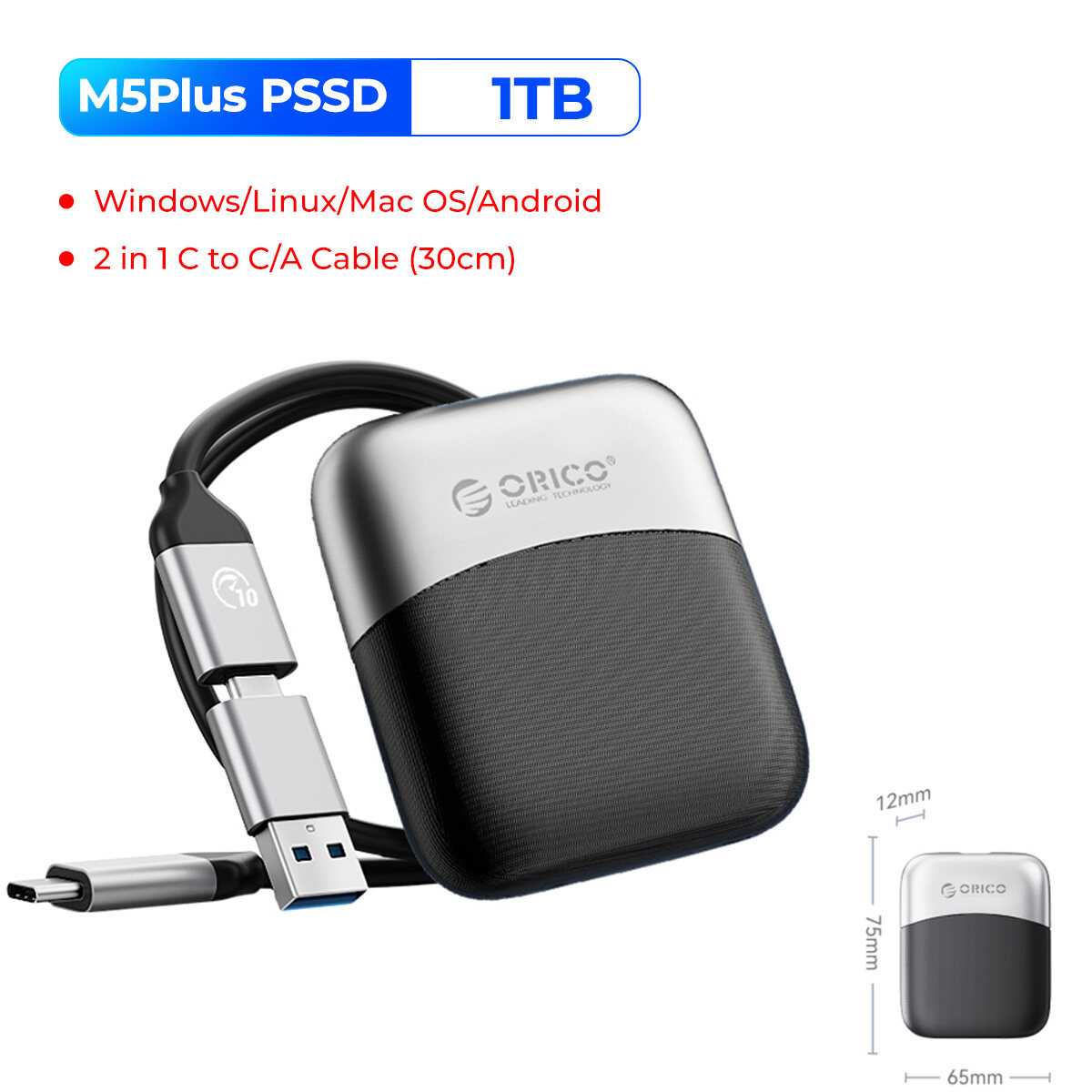 ORICO cực di động SSD Taichi mô hình bên ngoài ổ cứng lưu trữ thể rắn 2TB 1TB 512GB USB 3.2 Gen2 Loạ
