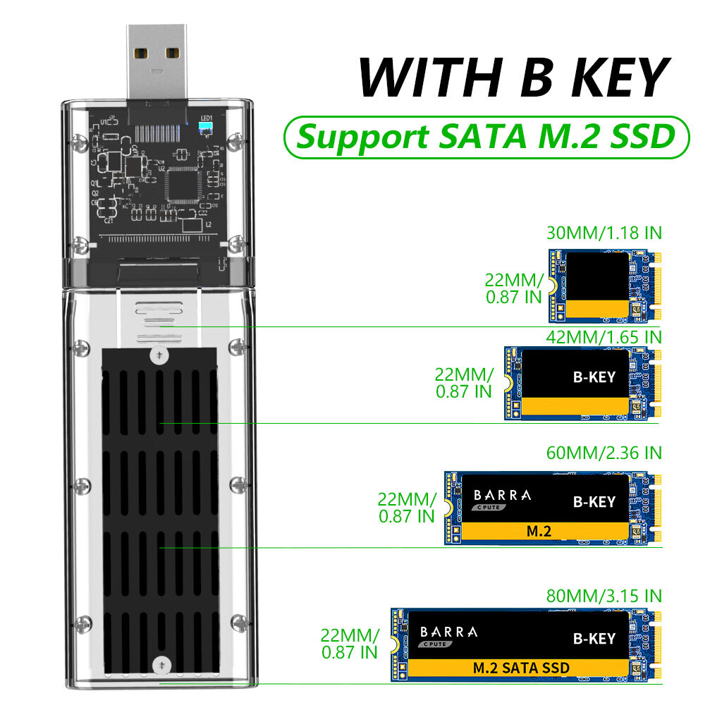 Kebidumei Vỏ SSD M2 Bộ Chuyển Đổi SSD M.2 Sang USB 3.0 Khung Gầm SATA