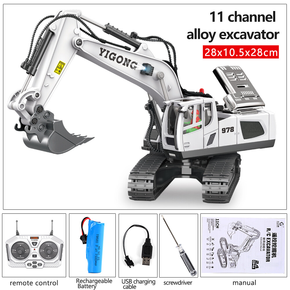 RC Car 2.4G 1:20 11 Channels 9 Channels Alloy RC Excavator Dump Trucks Bulldozer Alloy Plastic Engin