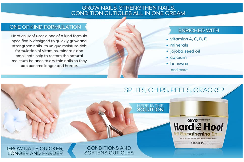 ONYX Hard As Hoof Nail Strengthening Cream with Coconut Scent Nail  Strengthener, Nail Growth & Conditioning Cuticle Cream Stops Splits, Chips,  Cracks & Strengthens Nails, 1 oz | Lazada
