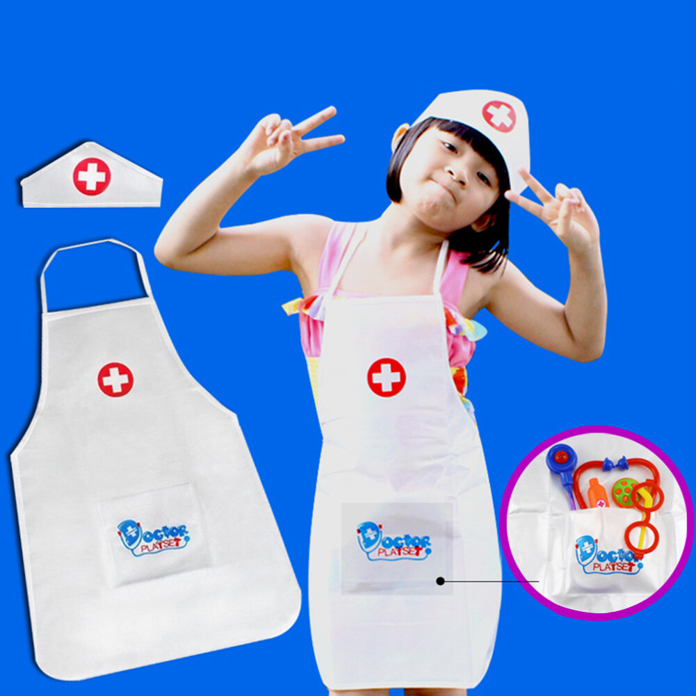 Dzrige Kids Doctor Playset - Doctor Nurse Costume With Apron & Headdress For Role Play