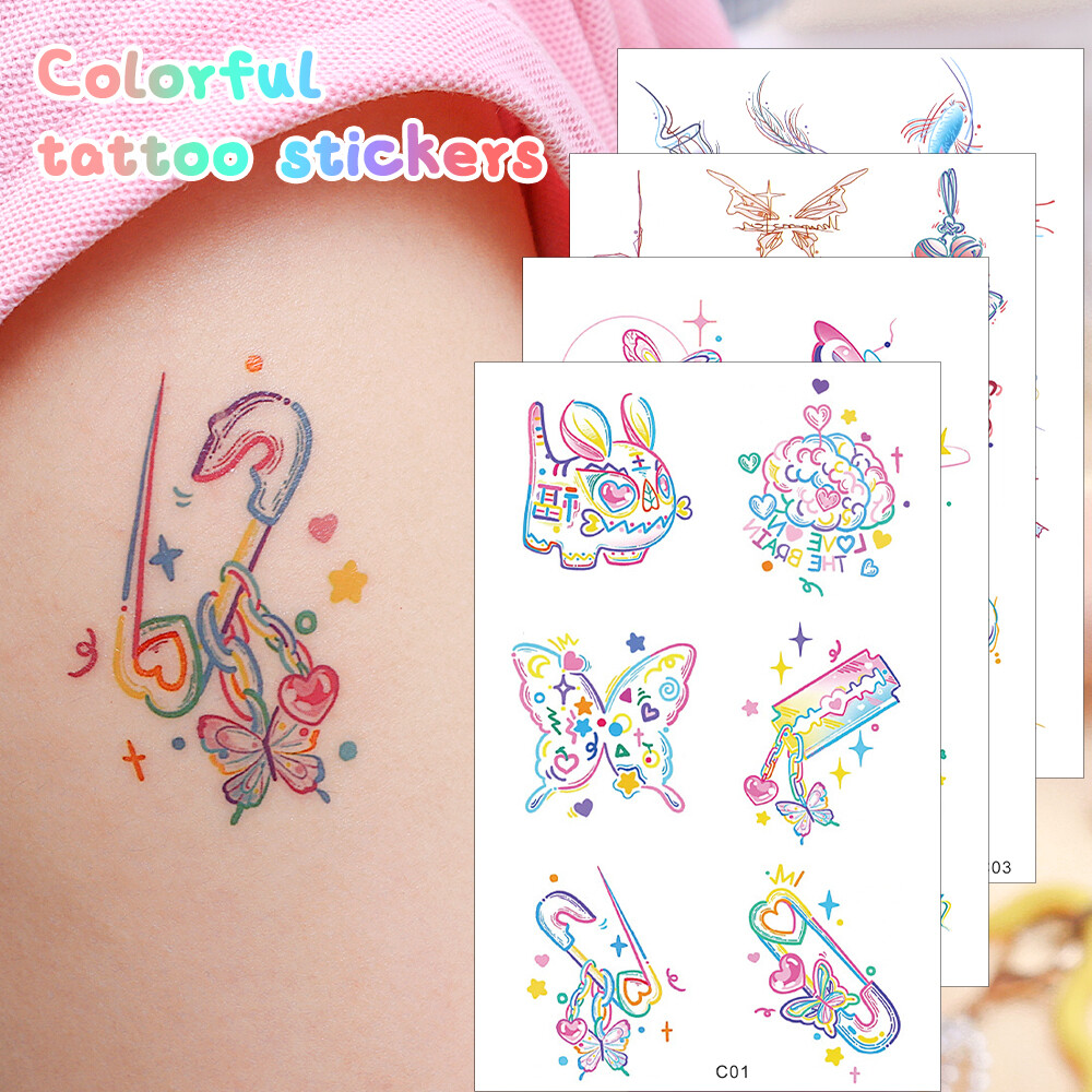 Waterproof Pink Butterfly Temporary Tattoo Sticker Self Adhesive Long Lasting Tattoo Stickers Women Body Arts Decoration Makeup
