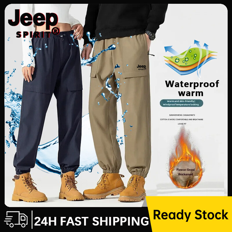 JEEP SPIRIT 2025 Waterproof Winter Pants Thick Velvet Pants Men&amp;Women Windproof Plush and Thick Warm Pants（S-5XL）