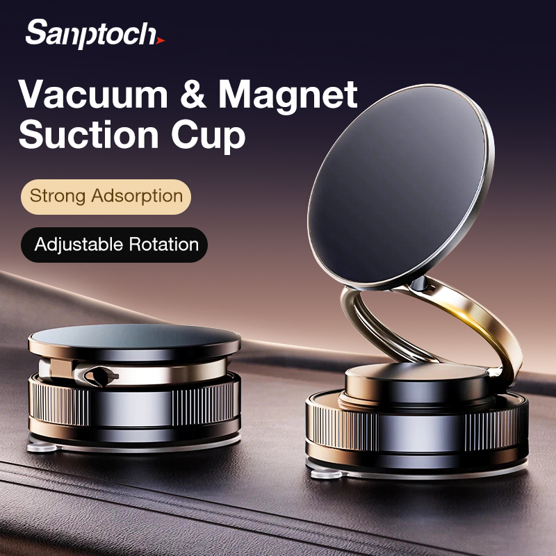 Sanptoch Vacuum Magnetic Suction Car Phone Stand For iPhone 17 16 15 14 13 12 Pro Max 360° Rotatable Adjustable Phone Mount For Samsung Xiaomi Huawei Smartphone Auto Lock Windshield Holder ราคา 272 บาท*ส่งฟรี