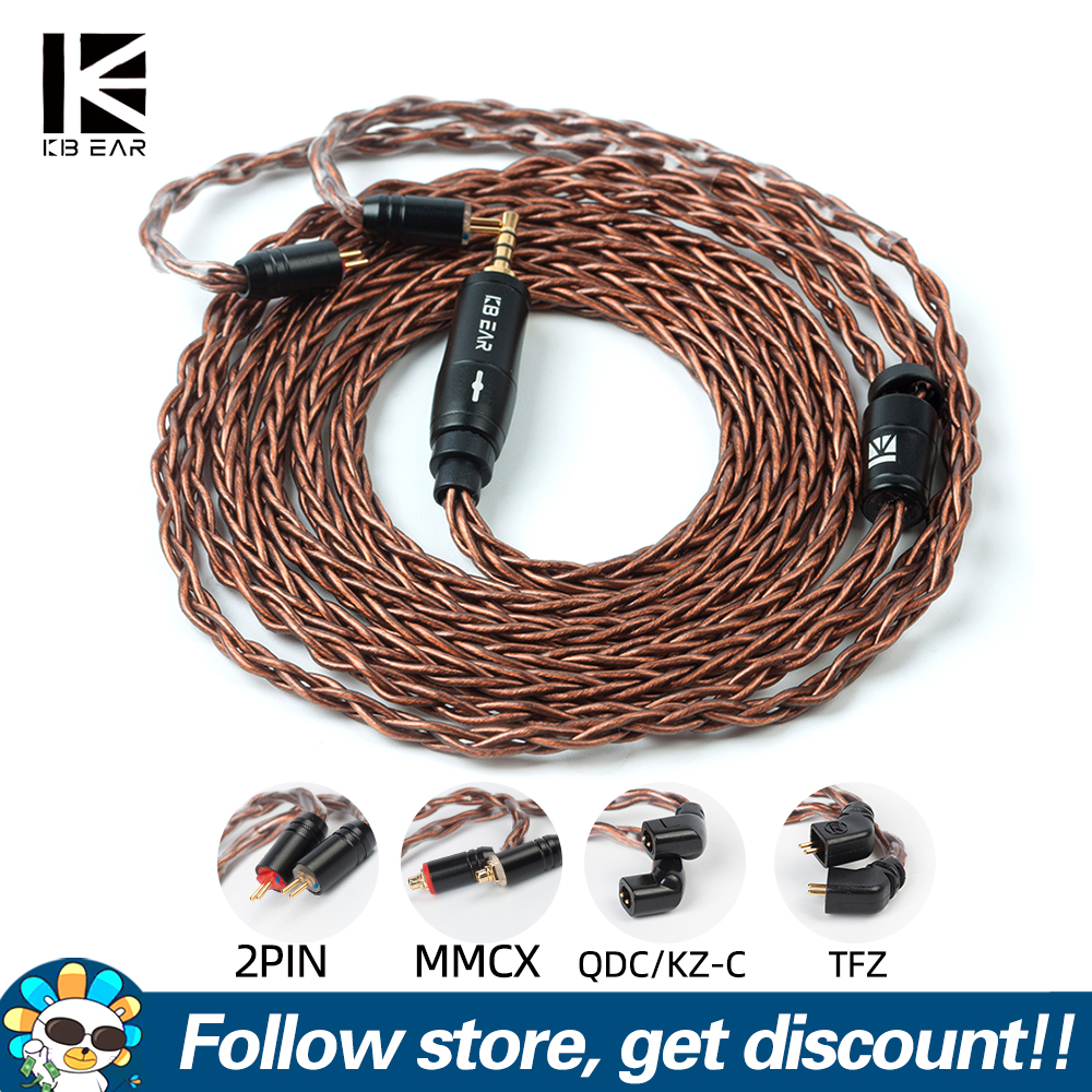 Kbear cáp tai nghe dây đồng không oxy 8 lõi dây thay thế tai nghe qdc/tfz/2pin/đầu nối mmcx 2.5/3.5/4.4mm cáp tai nghe nâng cấp cho blon bl03 moondrop kz zsn pro cca trn xuanwu tangzu waner sg kinera bqeyz mùa đông se535 se846 se215 tai nghe