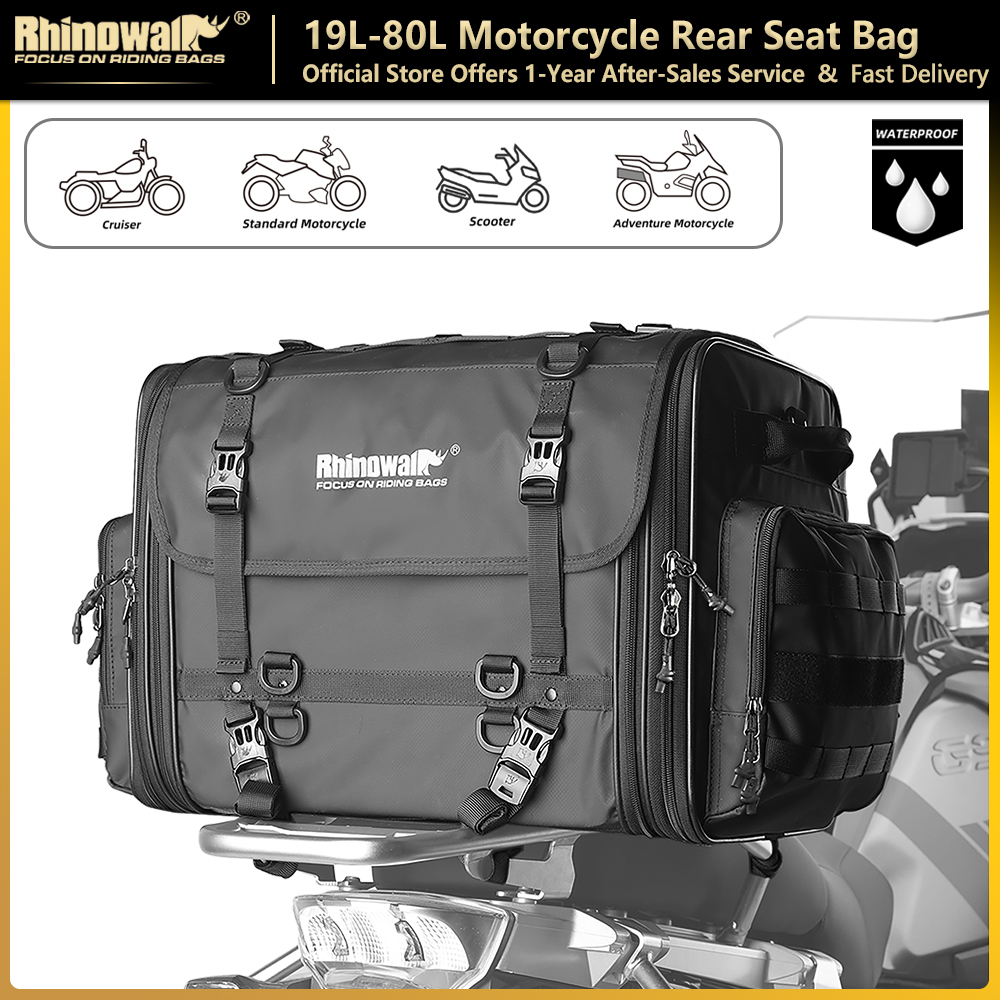 Rhinowalk Motorcycle Travel Luggage Storage Bag 26L-45L-60L-80L Large Capacity Waterproof Expandable Motorcycle Tail / Trunk / Luggage Rack/Rear Seat Bag Outdoor Riding Shoulder Bag Motorcycle Accessories For Most Motorcycles Giá 3,397,076 Đồng*Miễn phí vận chuyển