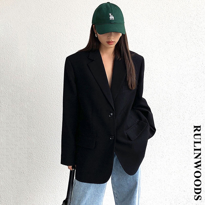 RULINWOODS 4 màu Áo Blazer dáng dài áo Blazer thời trang nữ