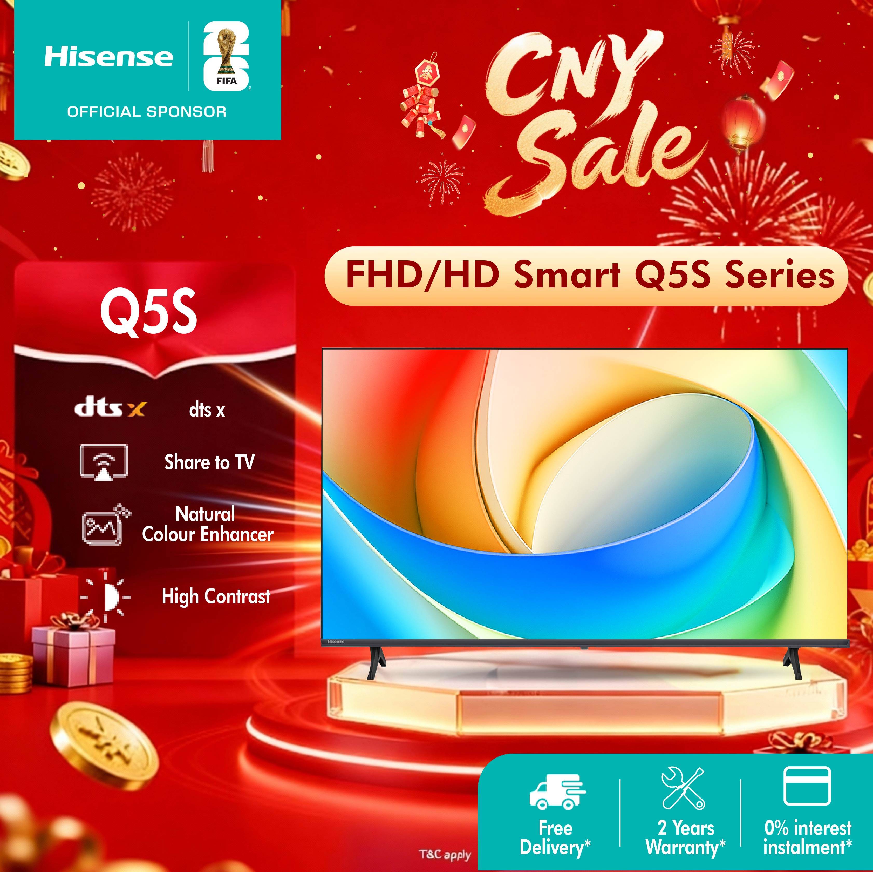 Hisense 32/40" Quantum Dot Colour | Dolby Audio | AI Sport Mode | Natural Colour Enhancer 2K QLED Smart TV Q5S Harga  819 Ringgit*Penghantaran Percuma