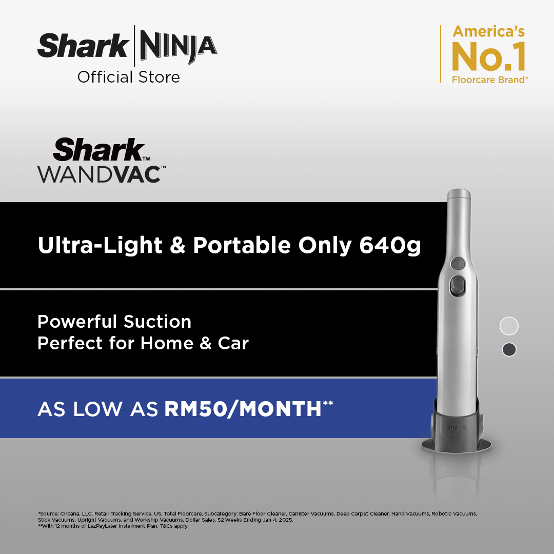 Shark WANDVAC Cordless Handheld Vacuum Cleaner, Lightweight at 640 gm, Powerful Suction Handheld Vacuum with Duster/Crevice and Multi-Surface Tools, Charging Base - Shark WV203