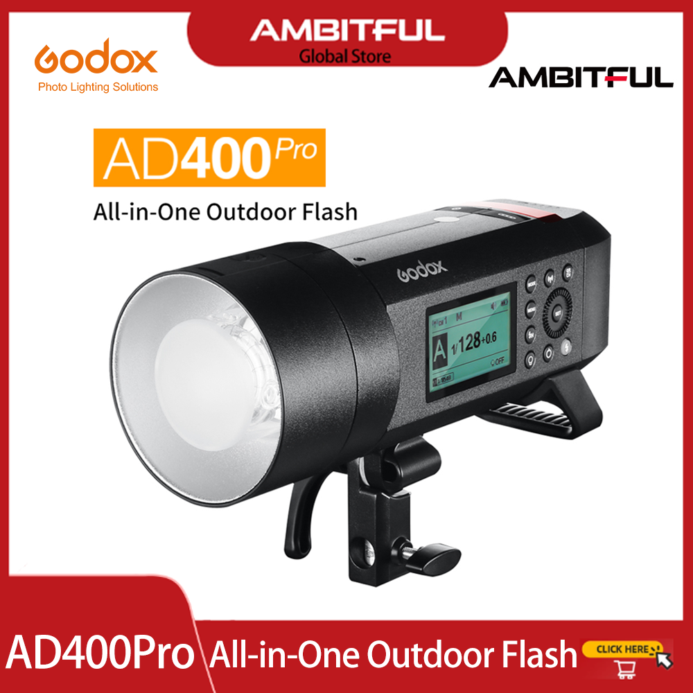 Godox AD400 Pro WITSTRO All-in-One Outdoor Flash AD400Pro Li-on Battery TTL HSS with Built-in 2.4G Wireless X System ราคา 22,414 บาท*ส่งฟรี