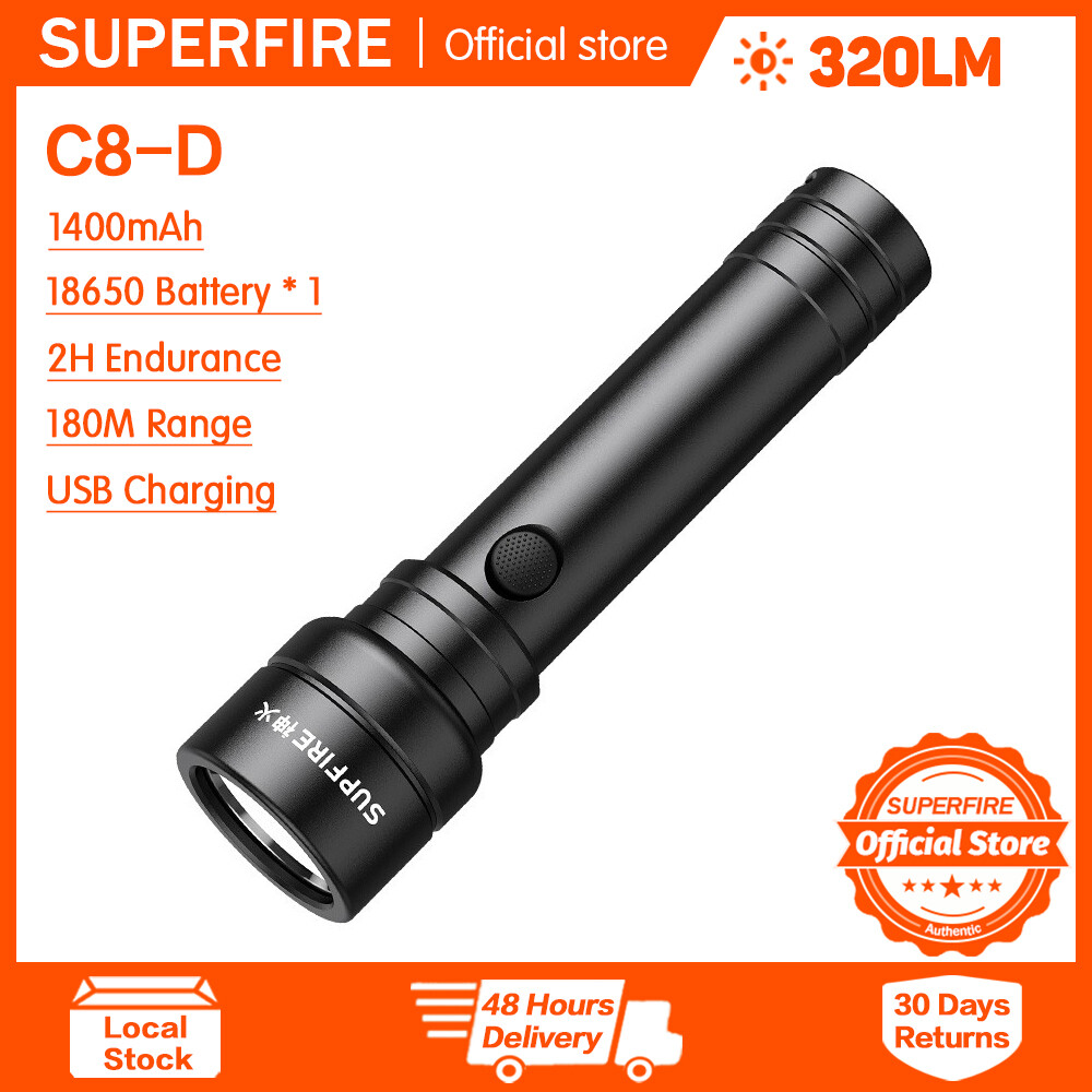 Superfire C8 (7W) Đèn pin Led không thấm nước xách tay ngọn đuốc ngoài trời cho nhà ở