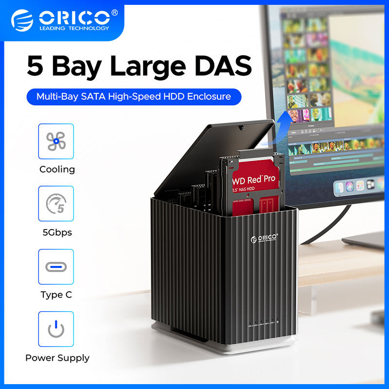 ORICO DAS 110TB Type-C Trạm Sạc HDD 5Gbps 5 BAY dung tích lớn cho 3.5 inch ổ cứng Trường hợp với quạ