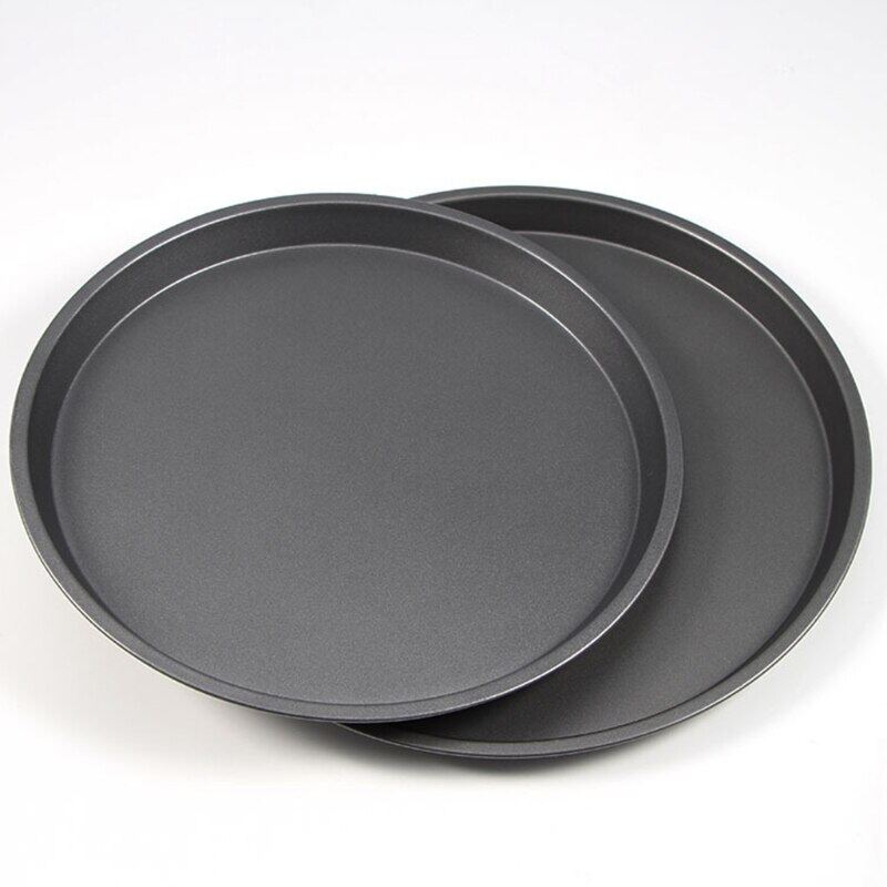 Gambar 6 8 9 10 Inch Round Pizza Plate Pizza Pan Deep Dish Tray Carbon Steel Non Stick Mold Baking Tool Baking Mould Pan Pattern