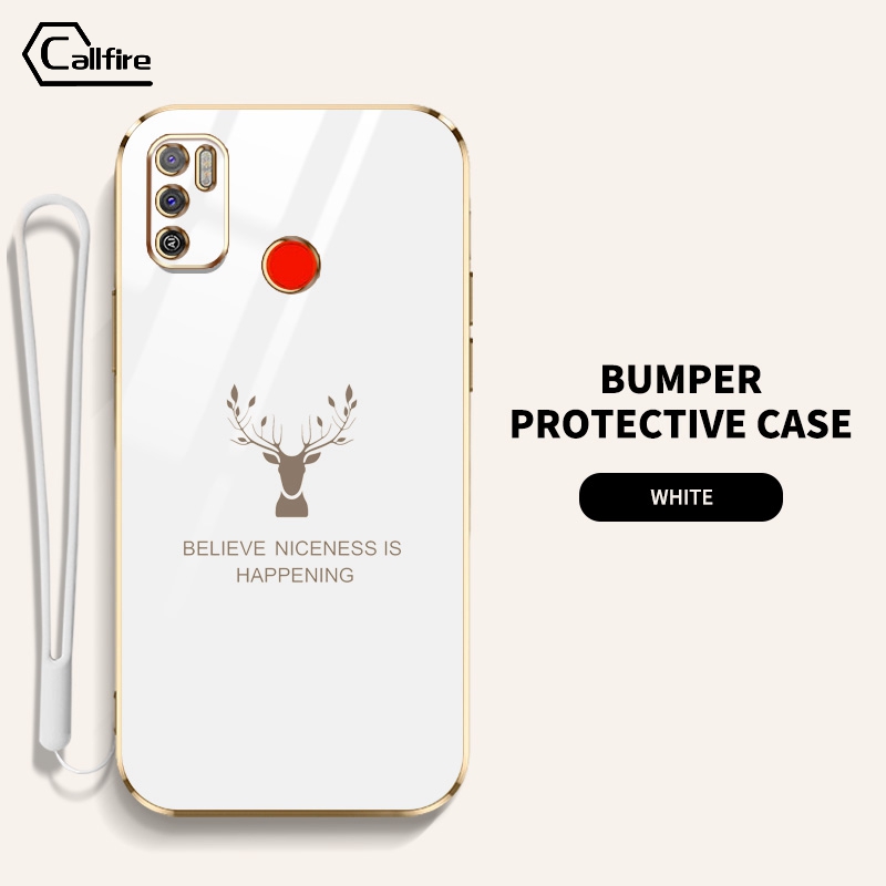 Callfire Classic design Phone case For infinix Tecno Spark 6 Air Tecno Spark 5 Air Casing Precise Camera Protection case Elk Pattern Cover With Free lanyard