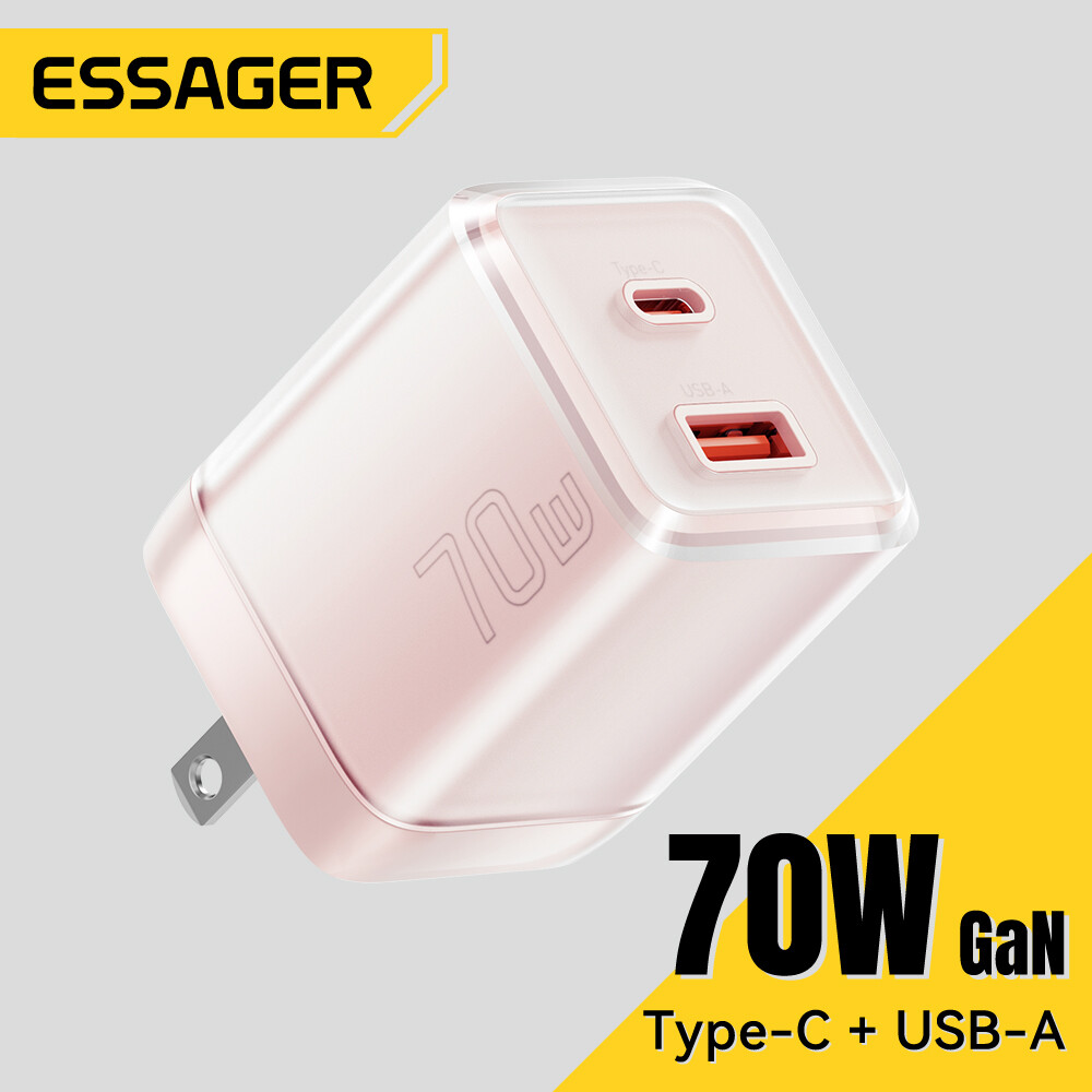 Essager 70W USB Một loại C sạc gan thiết bị sạc sạc nhanh qc4.0 3.0 pd3.0 USB A + C sạc cho iphone14