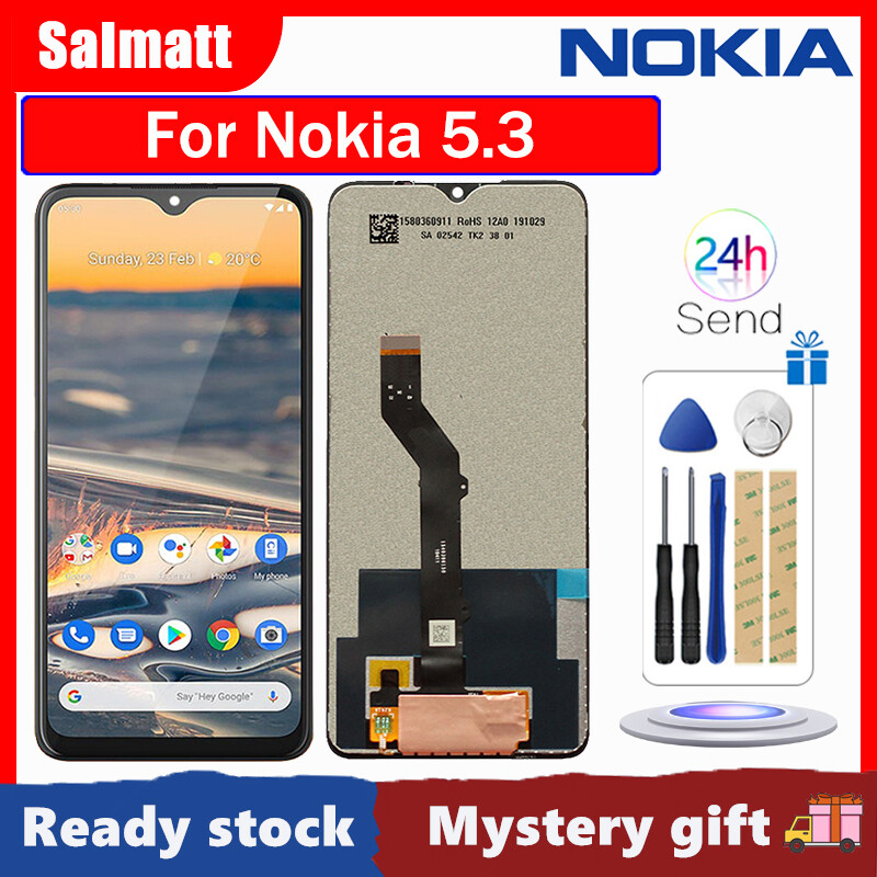 Salmatt gốc LCD cho Nokia 5.3 màn hình LCD Bộ linh kiện số của màn hình cảm ứng thay thế cho Nokia 5.3 màn hình hiển thị với khung giữa