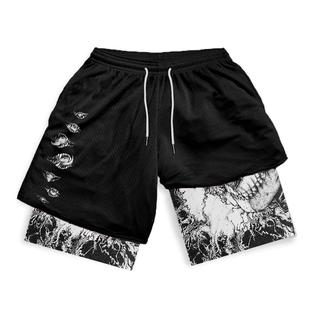 2024 Stylish Manga Berserk 2 in 1 Compression Shorts