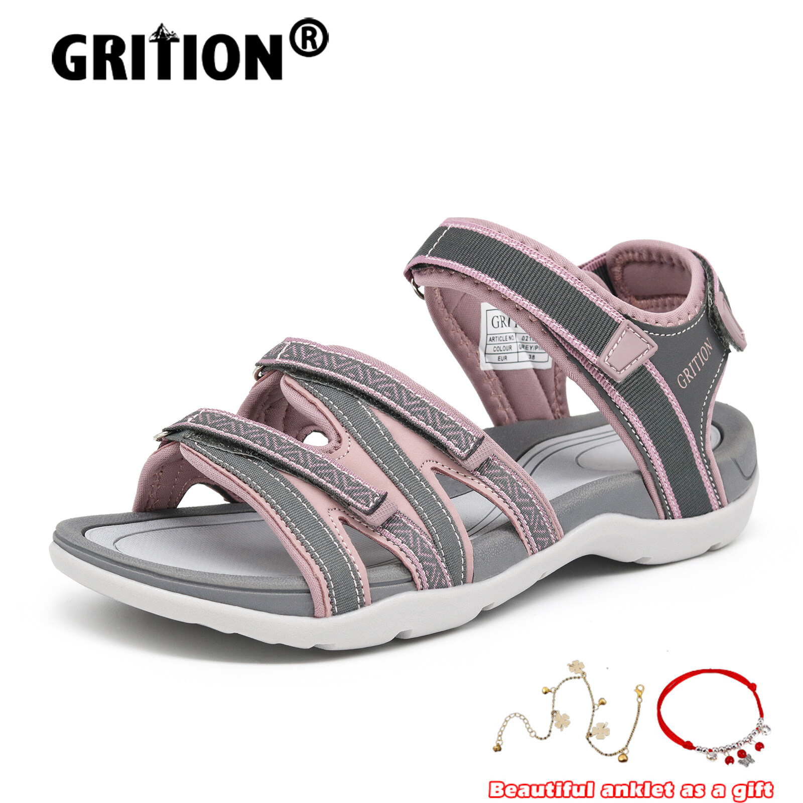 GRITION Womens Dép Ngoài Trời Thời Trang 2022 Bãi Biển Dép Mùa Hè Thoáng Khí Phẳng Giản Dị Vải Thể Thao Thiết Kế Thương Hiệu Đi Bộ Đường Dài Kích Thước 36-41