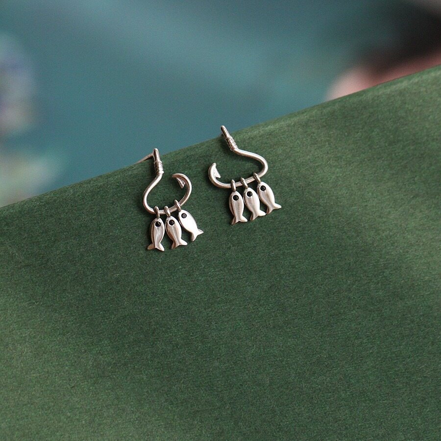 Silver Fish Shape Tassel Earrings For Women Earrings Gift