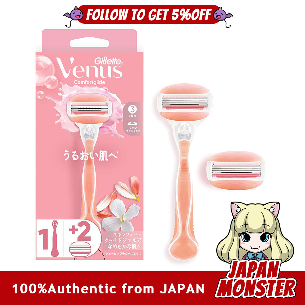 Gillette Venus Comfortglide Razor for Women White Tea Scent Moisturizing Skin Body 2 Replacement Blades Comfort Glide Japan