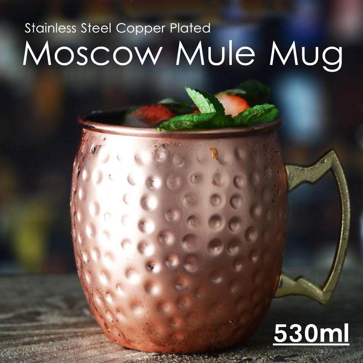 4Pcs Copper Mug Moscow Mule Cup Drinking Hammered Brass Steel Gift Set 18 oz Hot