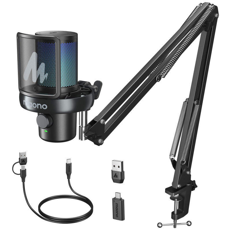 Maono Dm40 mic-rô không dây Ai Tiếng Hồi-Hủy Bỏ Microphone RGB Chơi Game tụ mic Microphone Với Phần Mềm Tắt Tiếng giảm tiếng ồn AI Bộ ĐỔI GIỌNG NÓI Cho PC Điện Thoại Chơi Game Streaming Podcasting