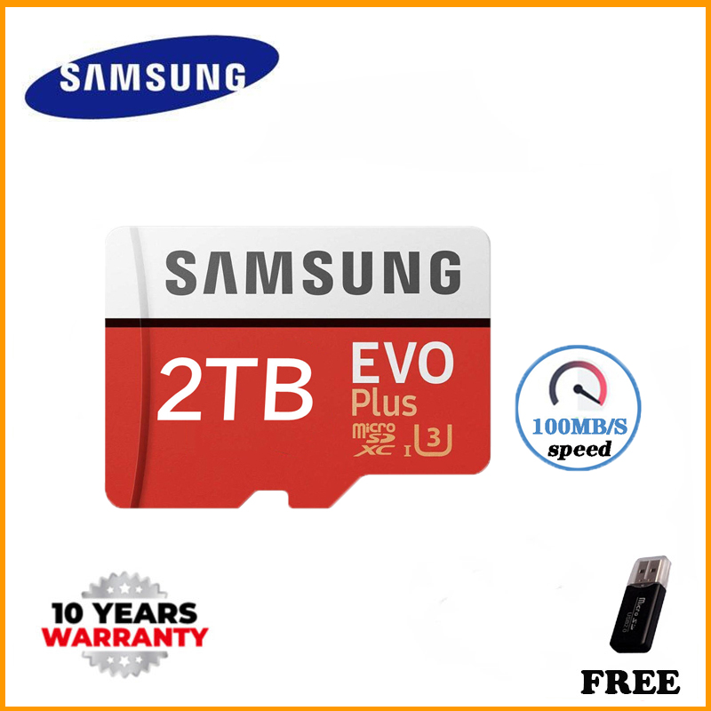 100% OriginalSAMSUNG EVO+ Micro SD 128GB 256GB 512GB 1024GB 2000GB 1TB SDHC 80mb/s Grade Class10 Memory Card C10 UHS-I TF/SD Cards Trans Flash SDXC (Free Card Reader) (Free Shipping) ราคา 139 บาท*ส่งฟรี