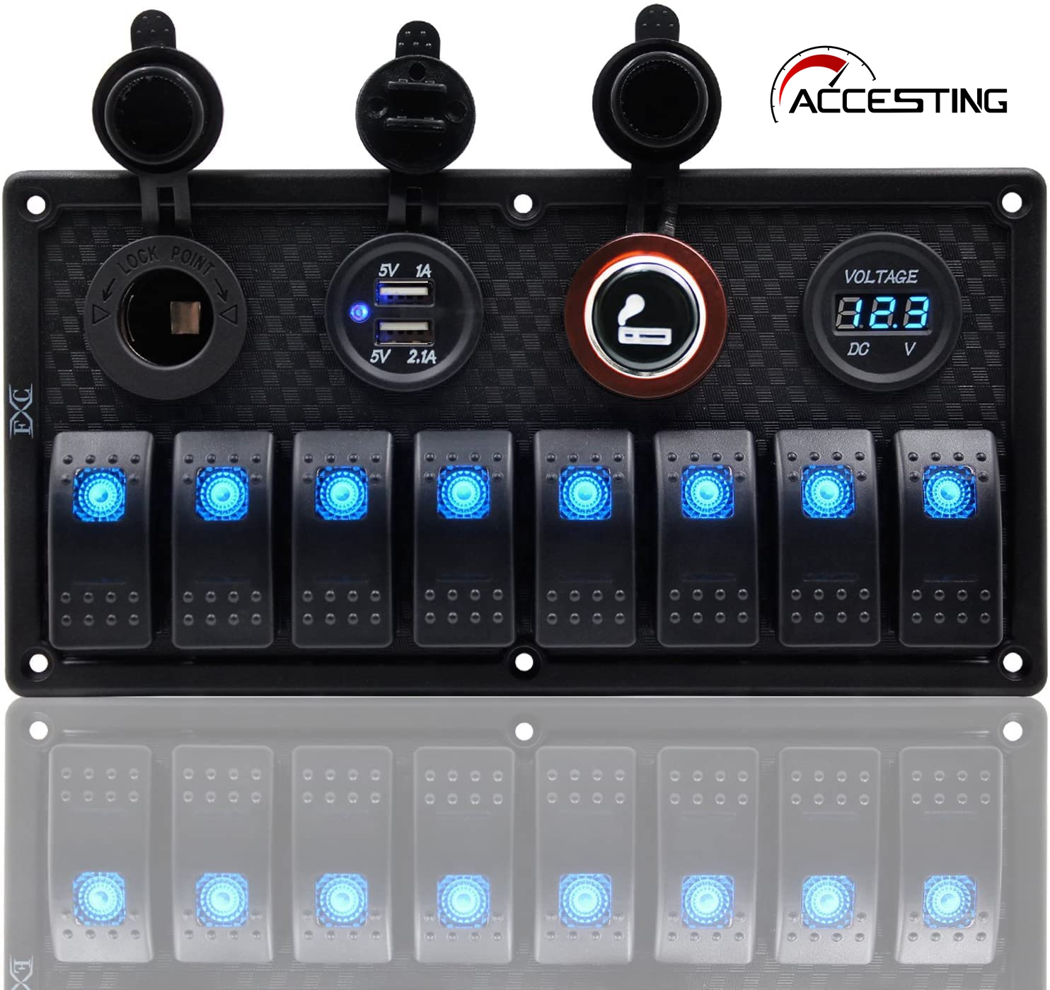 8 Gang Rocker Switch Panel, 4 in 1 Multifunction Waterproof Toggle Switch Panel for Car, Boat, Truck, RV, Vehicles ราคา 1,155 บาท*ส่งฟรี