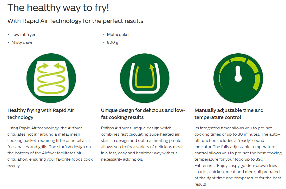 Philips HD9218 Air Fryer / airfryer HD9218/51 (Black)